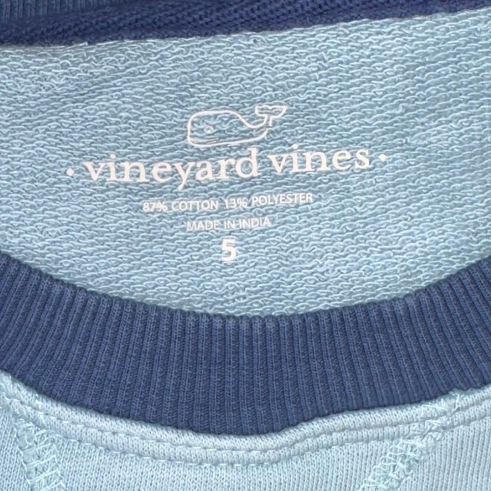 Vineyard Vines Blue Gray Crewneck Single Pocket Pullover Sweater Size 5 - Picture 3 of 4